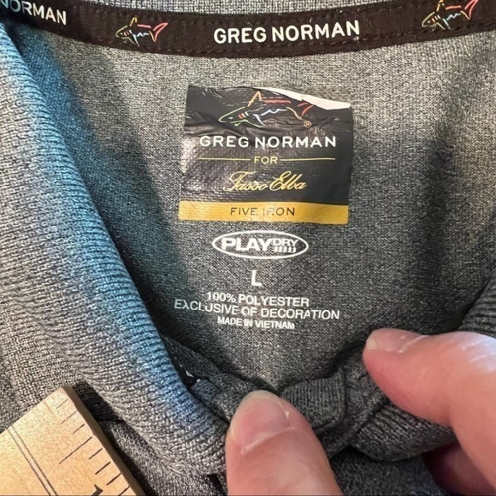 Greg Norman Five Iron Lisso Elba Gray Golf Polo Shirt Mens Large - Picture 2 of 8
